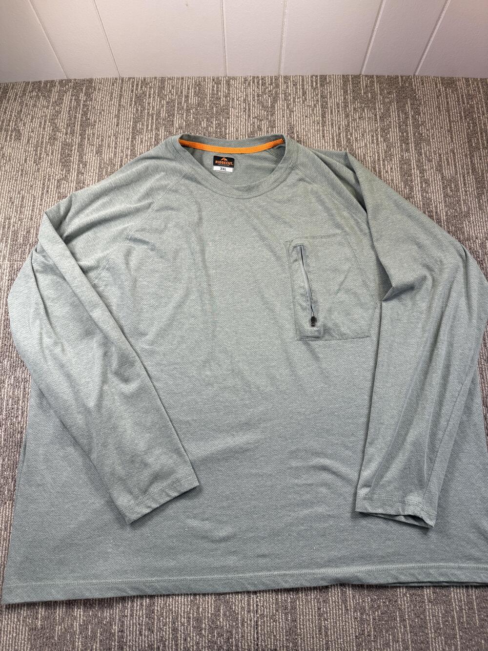 Ridgecut Shirt Mens 3XL Green Long Sleeve Zip Pocket Workwear Outdoor Casual